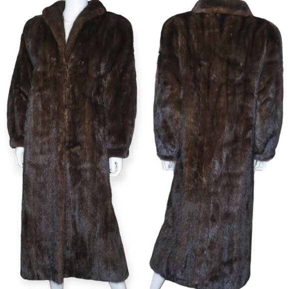 Vintage 60's Full Length Dark Brown Soft Mink Coat Regency Furs Women's 14 - Picture 2 of 8
